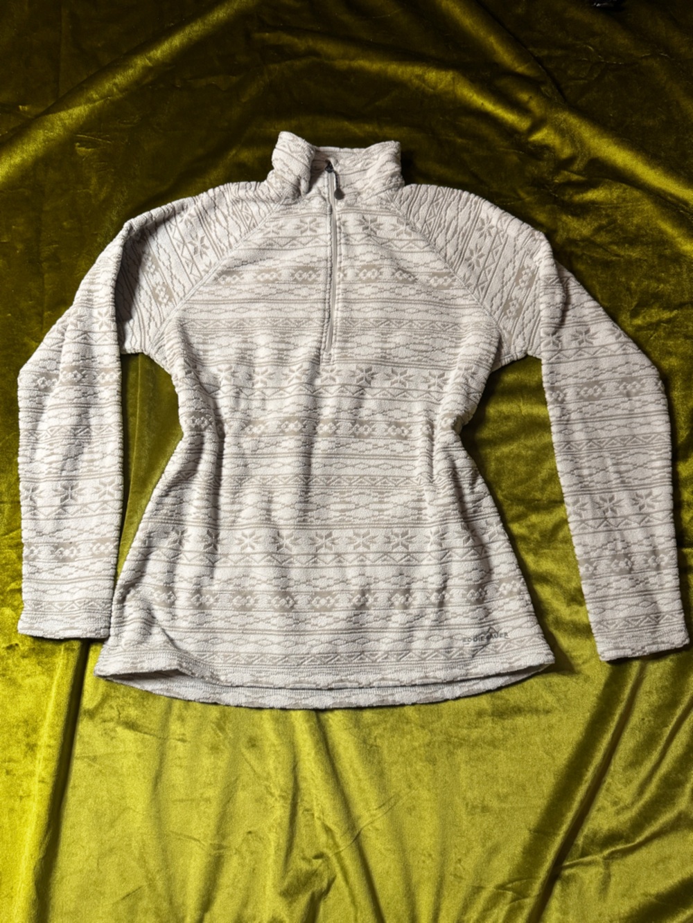 Eddie Bauer White And Grey Textured Knit Pullover